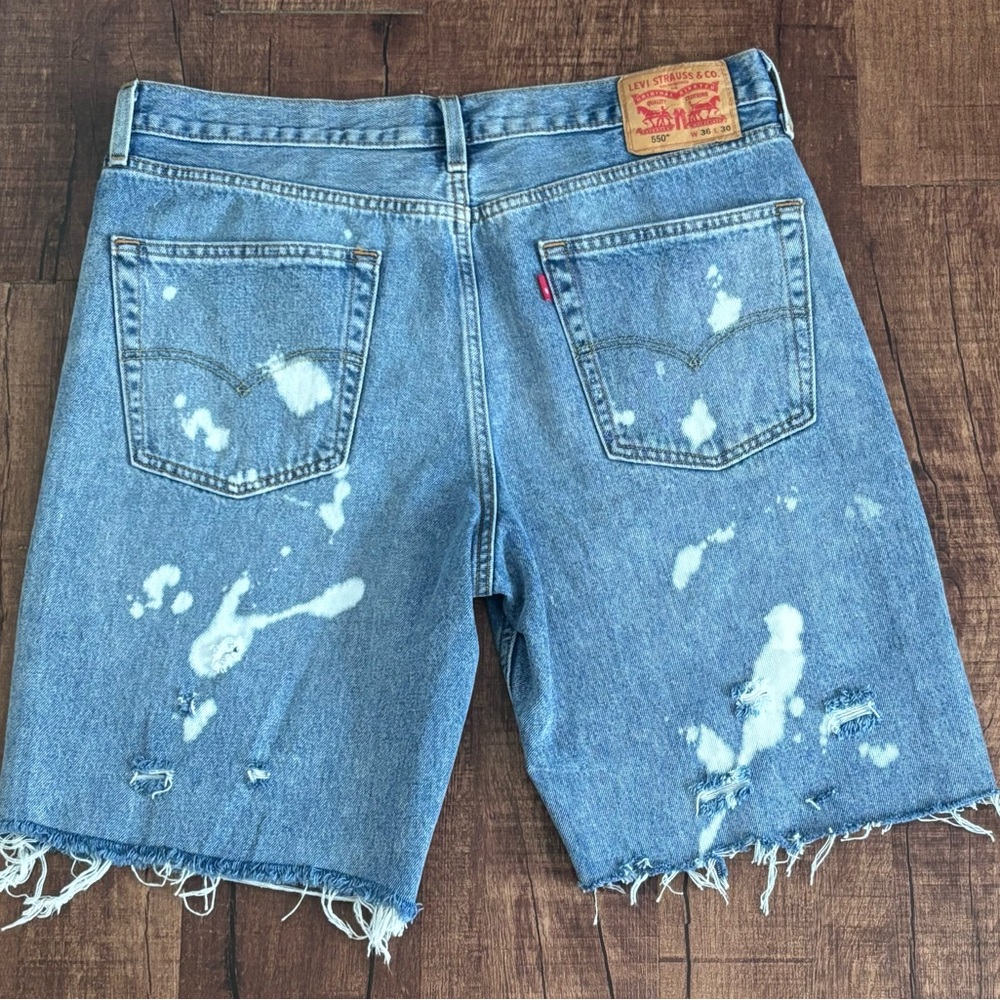 Embroidered Distressed Denim Shorts Custom made by Ri -ROC Levi’s shorts - Picture 6 of 8